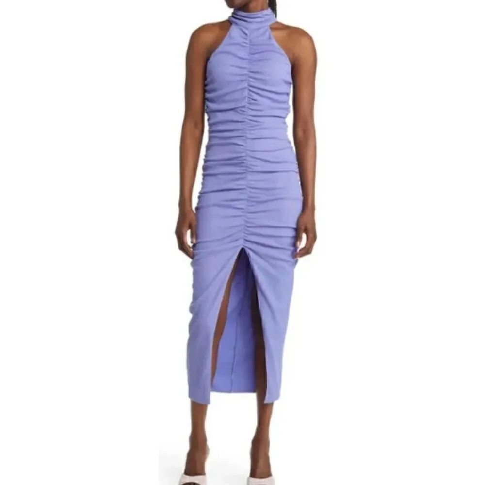 Saylor Nels Ruched Sleeveless Midi Dress in Periwinkle NWT Size XS